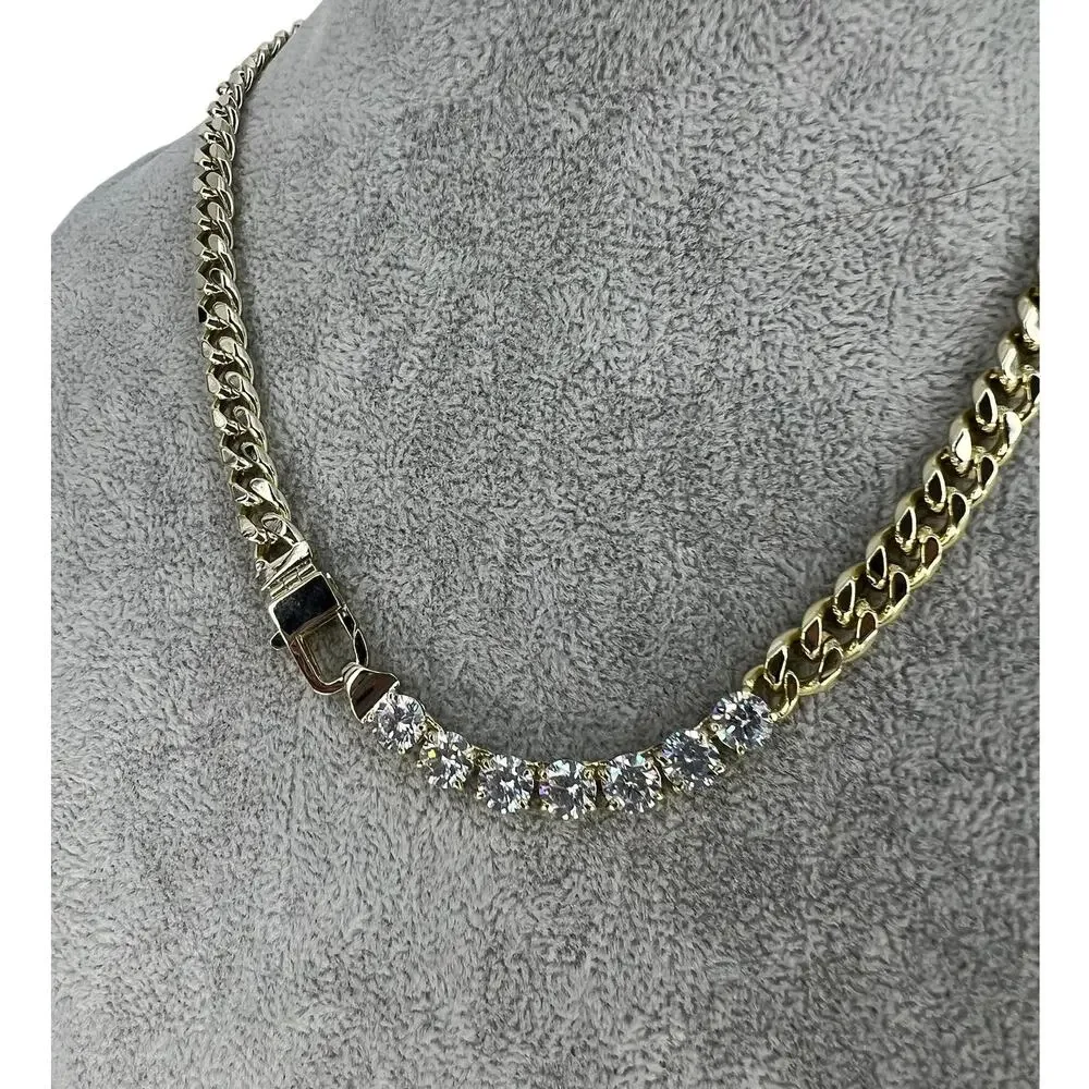 Melinda Maria Julian Loves Diamonds Cuban Chain Necklace 16" - Picture 9 of 12
